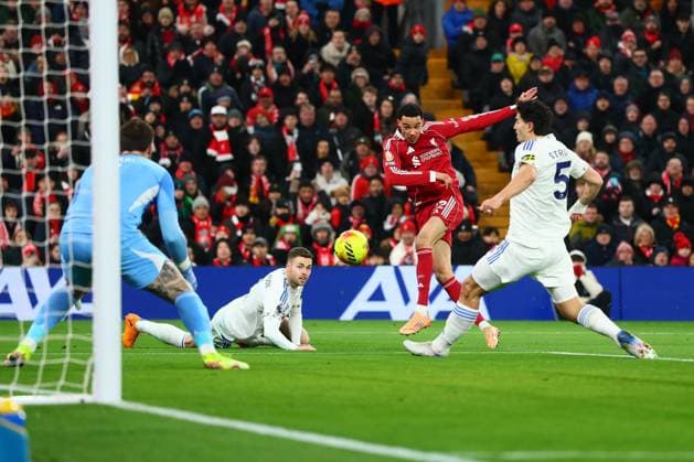 Hugo Ekitike of Liverpool shoots at goal Liverpool v Leeds United, Premier League, Football, Anfield, Liverpool, UK - 01 Jan 2026Liverpool Anfield United Kingdom EDITORIAL USE ONLY No use with unauthorised audio, video, data, fixture lists, club league logos or live services. Online in-match use limited to 120 images, no video emulation. No use in betting, games or single club league player publications.  Copyright: xPaulxCurrie Shutterstockx 16216359z