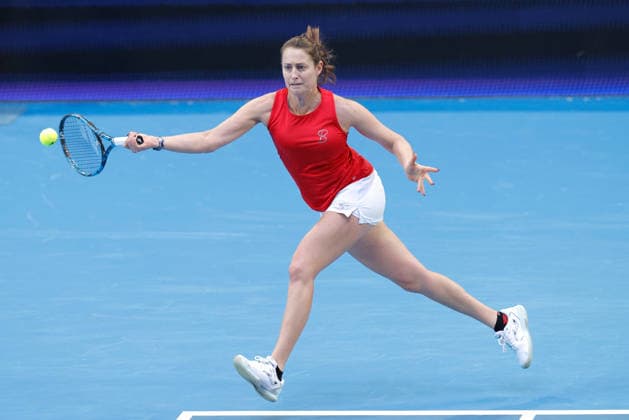 TENNIS UNITED CUP PERTH, Yvonne Cavalle-Reimers of Spain in action during the United Cup 2026 day one doubles match between Argentina v Spain at RAC Arena in Perth, Friday, January 2, 2026. ( NO ARCHIVING, EDITORIAL USE ONLY PERTH WESTERN AUSTRALIA AUSTRALIA  Copyright: xRICHARDxWAINWRIGHTx 20260102198586485870