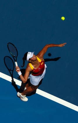 (260102) -- PERTH, Jan. 2, 2026 -- Jessica Bouzas Maneiro of Spain serves during the women s singles match against Solana Sierra of Argentina in the Group A round robin match between Spain and Argentina at the 2026 United Cup tennis tournament in Perth, Australia, Jan. 2, 2026. (Photo by Xinhua) (SP)AUSTRALIA-PERTH-TENNIS-UNITED CUP-ESP VS ARG ZhouxDan 