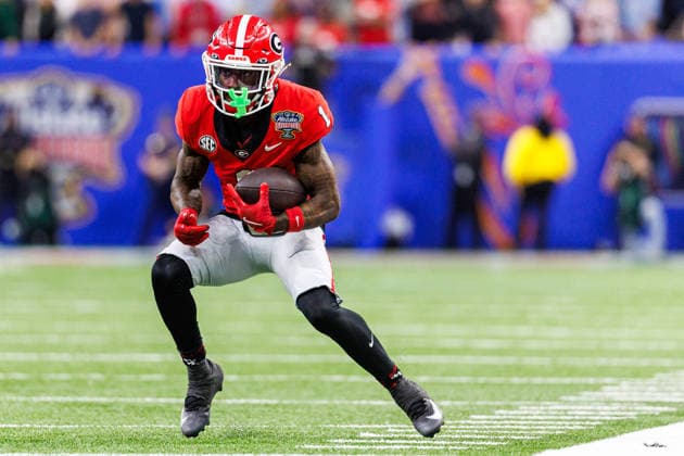 January 01, 2026: Georgia wide receiver Zachariah Branch (1) runs with the ball after the catch during NCAA, College League, USA football game action between the Ole Miss Rebels and the Georgia Bulldogs at Caesars Superdome in New Orleans, Louisiana. CSM New Orleans United States of America - ZUMAc04_ 20260101_zma_c04_487 Copyright: xJohnxMersitsx