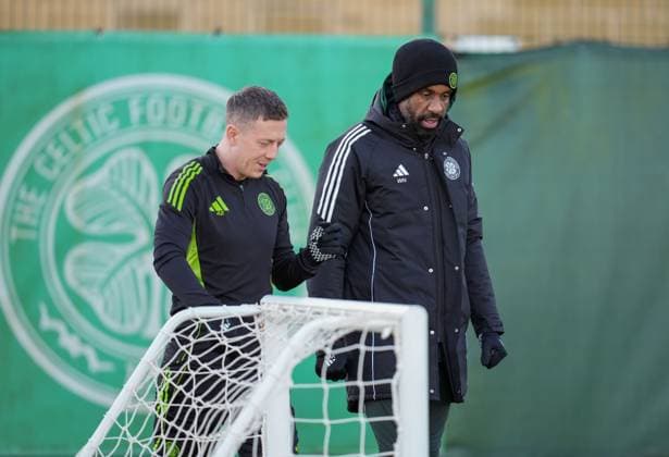Celtic captain Callum McGregor with Celtic Manager Wilfried Nancy Celtic Team Training and press conference, PK, Pressekonferenz Football, Lennoxtown Training Ground, East Dunbartonshire, Scotland, UK - 02 Jan 2026Glasgow Celtic Park United Kingdom EDITORIAL USE ONLY No use with unauthorised audio, video, data, fixture lists, club league logos or live services. Online in-match use limited to 120 images, no video emulation. No use in betting, games or single club league player publications. Copyright: xStuartxWallace Shutterstockx 16220408bc