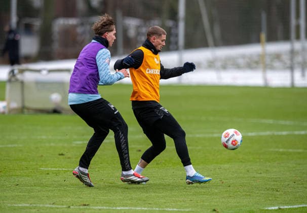 Soccer, Men, Season 2025 2026, 2 Bundesliga, Hertha BSC, Training, f l Kennet Eichhorn Hertha BSC , Michael Cuisance Hertha BSC , 02 01 2026, Copyright: xSebastianxRäppold MatthiasxKochx