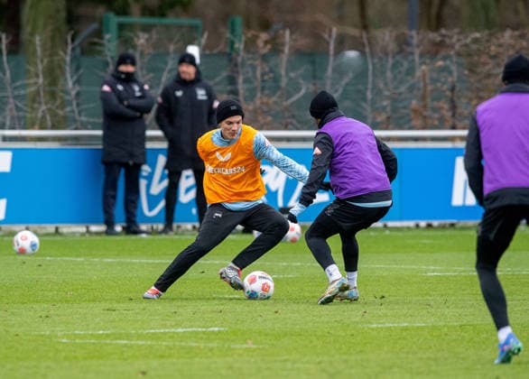 Soccer, Men, Season 2025 2026, 2 Bundesliga, Hertha BSC, Training, v l Soufian Gouram Hertha BSC , Kevin Sessa Hertha BSC , 02 01 2026, Copyright: xSebastianxRäppold MatthiasxKochx