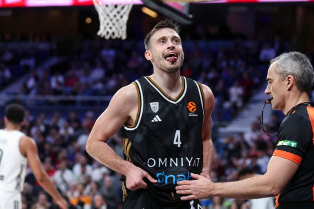 January 2, 2026, Madrid, Madrid, Spain: Aleksa Avramovic of Dubai Basketball gestures during the Turkish Airlines EuroLeague Regular Season Round 19 match between Real Madrid and Dubai Basketball at Movistar Arena on January 02 2026, in Madrid, Spain. Madrid Spain - ZUMAa181 20260102_zaa_a181_258 Copyright: xIrinaxR.xHipolitox