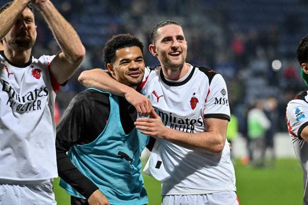CALCIO - Serie A - Cagliari Calcio vs AC Milan Adrien Rabiot of AC Milan Esultanza, Joy, Celebration Postgame, during Cagliari Calcio vs AC Milan, Italian soccer Serie A match in Cagliari, Italy, January 02 2026 Cagliari Italy  Copyright: xIPAxSport ABACAx