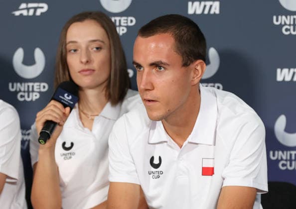 January 3, 2026, Sydney, New South Wales, Australia: Polish tennis players IGA SWIATEK, DANIEL MICHALSKI during press conference, PK, Pressekonferenz before tennis tournament United Cup, Sydney, Australia. Sydney Australia - ZUMAc278 20260103_zsp_c278_004 Copyright: xMarcinxCholewinskix