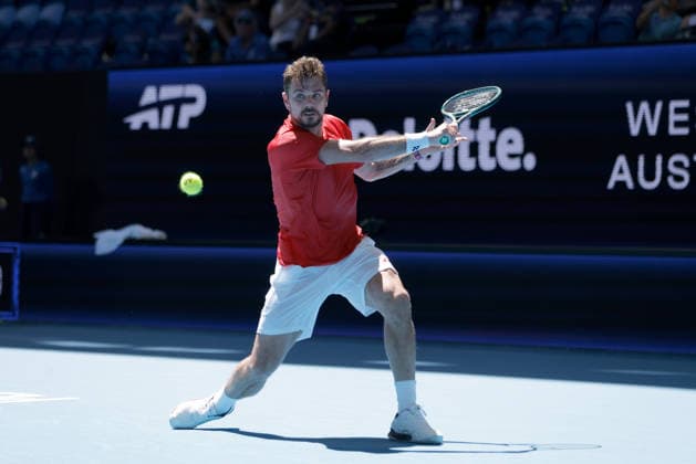 TENNIS UNITED CUP PERTH, Stan Wawrinka of Switzerland in action against Arthur Rinderknech of France during the United Cup day two match between Switzerland and France at RAC Arena in Perth, Saturday, January 3, 2026. ( NO ARCHIVING, EDITORIAL USE ONLY PERTH WESTERN AUSTRALIA AUSTRALIA  Copyright: xRICHARDxWAINWRIGHTx 20260103180903207487