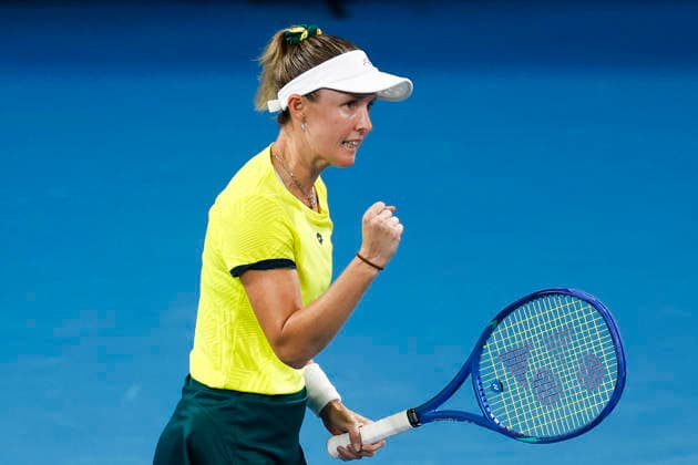TENNIS UNITED CUP SYDNEY, Storm Hunter of Team Australia celebrates winning a game in her Group D singles match against Malene Helgo of Team Norway during day two of the 2026 United Cup at Ken Rosewall Arena in Sydney, Saturday, January 3, 2026. ( NO ARCHIVING, EDITORIAL USE ONLY SYDNEY NEW SOUTH WALES AUSTRALIA  Copyright: xMARKxEVANSx 20260103162836590957