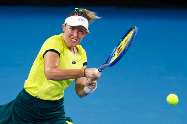 TENNIS UNITED CUP SYDNEY, Storm Hunter of Team Australia plays a backhand in her Group D singles match against Malene Helgo of Team Norway during day two of the 2026 United Cup at Ken Rosewall Arena in Sydney, Saturday, January 3, 2026. ( NO ARCHIVING, EDITORIAL USE ONLY SYDNEY NEW SOUTH WALES AUSTRALIA  Copyright: xMARKxEVANSx 20260103171268773000