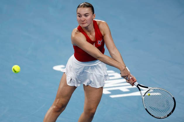 TENNIS UNITED CUP SYDNEY, Malene Helgo of Team Norway plays a forehand in her Group D singles match against Storm Hunter of Team Australia during day two of the 2026 United Cup at Ken Rosewall Arena in Sydney, Saturday, January 3, 2026. ( NO ARCHIVING, EDITORIAL USE ONLY SYDNEY NEW SOUTH WALES AUSTRALIA  Copyright: xMARKxEVANSx 20260103132457902183