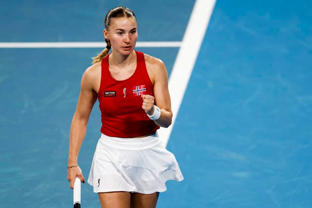 TENNIS UNITED CUP SYDNEY, Malene Helgo of Team Norway celebrates a point in her Group D singles match against Storm Hunter of Team Australia during day two of the 2026 United Cup at Ken Rosewall Arena in Sydney, Saturday, January 3, 2026. ( NO ARCHIVING, EDITORIAL USE ONLY SYDNEY NEW SOUTH WALES AUSTRALIA  Copyright: xMARKxEVANSx 20260103174716227856