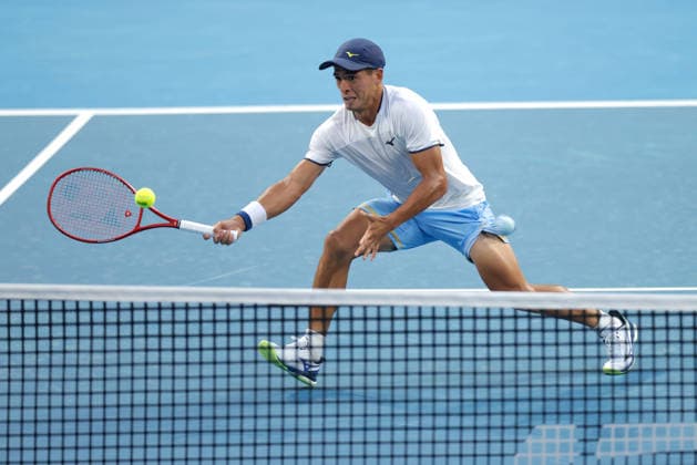 TENNIS UNITED CUP PERTH, Sebastian Baez of Argentina in action against Taylor Fritz of the USA during the United Cup day two match between the USA and Argentina at RAC Arena in Perth, Saturday, January 3, 2026. ( NO ARCHIVING, EDITORIAL USE ONLY PERTH WESTERN AUSTRALIA AUSTRALIA  Copyright: xRICHARDxWAINWRIGHTx 20260103145780560659
