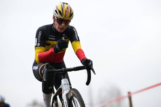 Belgian Marion Norbert Riberolle pictured in action during the women elite race at the cyclocross cycling event in Gullegem on Saturday 03 January 2026, stage 7 8 in the Superprestige cyclocross cycling competition DAVIDxPINTENS  x153270245x