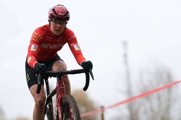 Dutch Aniek Van Alphen pictured in action during the women elite race at the cyclocross cycling event in Gullegem on Saturday 03 January 2026, stage 7 8 in the Superprestige cyclocross cycling competition DAVIDxPINTENS  x153270288x