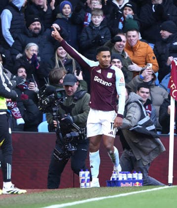 Ollie Watkins (AV) celebrates scoring the first Villa goal (1-0) at the Aston Villa v Nottingham Forest EPL match, at Villa Park, Birmingham, UK on 3rd January, 2026. 