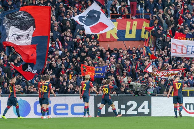Genoa™s Lorenzo Colombo celebrates after scoring a goal for his team during the Serie A soccer match between Genoa and Pisa at the Luigi Ferraris Stadium in Genoa, Italy - Saturday, January 03, 2025. - Soccer .  Copyright: xTanoxPecoraro LaPressex