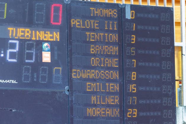 Scoreboard before the match Larry Thomas Tigers Tuebingen, 00 New signing, New signing first time for Tuebingen GER, HAKRO Merlins Crailsheim vs Tigers Tuebingen, Basketball, BARMER 2 Bundesliga Bundesliga, Pro A, Saison 2025 2026, 16 Spieltag, 03 01 2026 GER, HAKRO Merlins Crailsheim vs Tigers Tuebingen, Basketball, BARMER 2 Bundesliga Bundesliga, Pro A, Saison 2025 2026, 16 Spieltag, 03 01 2026 Ilshofen Copyright: xEibner-Pressefoto ArdanxFuessmanx EP_AFN