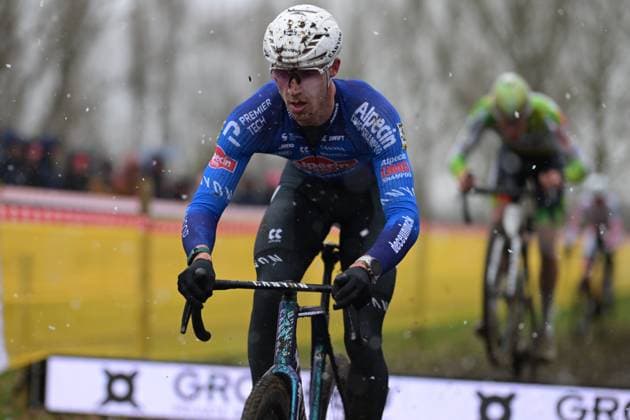 Belgian Niels Vandeputte pictured in action during the men elite race at the cyclocross cycling event in Gullegem on Saturday 03 January 2026, stage 7 8 in the Superprestige cyclocross cycling competition DAVIDxPINTENS  x153290239x
