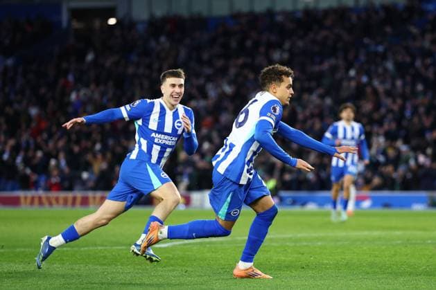 Yasin Ayari of Brighton & Hove Albion celebrates after scoring a goal (2-0) Brighton and Hove Albion v Burnley, Premier League, Football, American Express Community Stadium, Brighton, UK - 03 Jan 2026Brighton American Express Community Stadi United Kingdom EDITORIAL USE ONLY No use with unauthorised audio, video, data, fixture lists, club league logos or live services. Online in-match use limited to 120 images, no video emulation. No use in betting, games or single club league player publications.  Copyright: xSimonxDael Shutterstockx 16220497ad