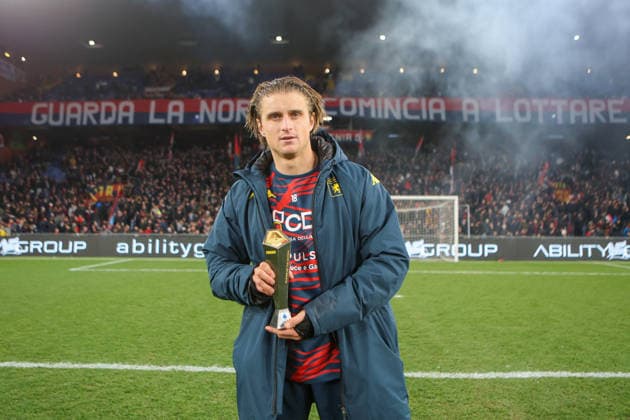 Genoa™s Lorenzo Colombo Panini Player of the match Serie A Enilive 2025 2026 during the Serie A soccer match between Genoa and Pisa at the Luigi Ferraris Stadium in Genoa, Italy - Saturday, January 03, 2025. - Soccer .  Copyright: xTanoxPecoraro LaPressex