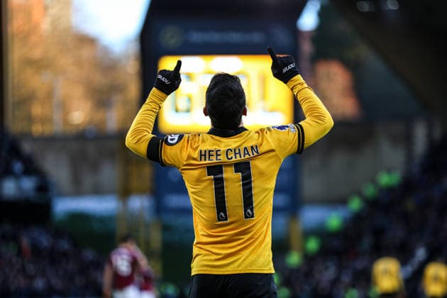 Goal. Hee Chan Hwang (11 Wolves) celebrates scoring a penalty during the Premier League football match between Wolverhampton Wanderers and West Ham United at Molineux stadium in Wolverhampton, England  Copyright: xNataliexMincher SPPx Sportspressphoto_SPR78362