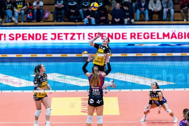 03 01 2026, GER, Volleyball, Women, 1 BL, Main Round, Season 25 26, VfB 91 Suhl Lotto Thueringen Schwarz Weiss Erfurt Mackenzie Foley VfB 91 Suhl Lotto Thueringen 99817 Eisenach Werner Assmann Halle Am Sportp Thüringen Germany