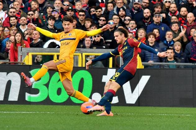 Lorenzo Colombo (Genoa) scores 1-0 during Genoa CFC vs Pisa SC, Italian soccer Serie A match in Genoa, Italy, January 03 2026  Copyright: xGabrielexMasotti IPAxSportx xipa-agency.netx xx IPA_69645793 IPA_Agency_IPA69645793