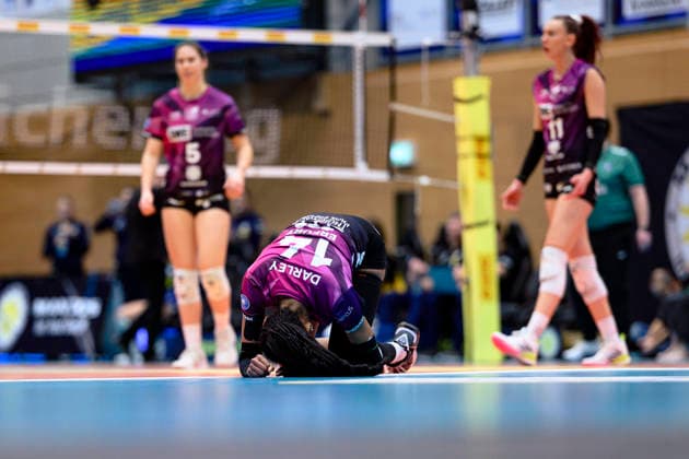 Darley Alianza Schwarz Weiss Erfurt, 14 on ground Emilie, Respaut Zuspiel, Schwarz Weiss Erfurt, 5 , Isabel, Kovacic Diagonal, Schwarz Weiss Erfurt, 11 GER, Thueringen, VfB Suhl LOTTO Thüringen vs Schwarz Weiss Erfurt, Volleyball, Volleyball Bundesliga, Spielnr 2084, Saturday, 03 01 2026 GER, Thuringia, VfB Suhl LOTTO Thüringen vs. Schwarz Weiss Erfurt, Volleyball, Volleyball Bundesliga, Spielnr 2084, Saturday, 03 01 2026 Eisenach Copyright: xEibner-Pressefoto MartinxHerbstx EP_MHT