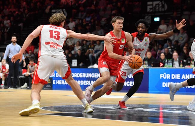 03 01 2026 Basketball Season 2025 2026 2 Bundesliga Pro A 16 Matchday Nuremberg Falcons Basketball Club NBC Rhein Stars Cologne OGo xogox Adam John Paige 13, Rhein Stars Cologne Vincent John Friederici 30, Nuremberg Falcons BC NBC