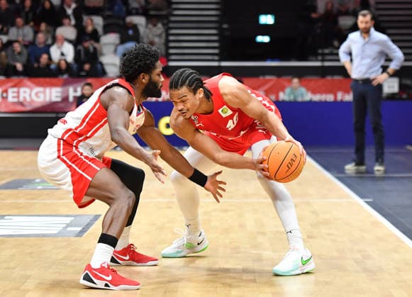 03 01 2026 Basketball Season 2025 2026 2 Bundesliga Pro A 16 Matchday Nuremberg Falcons Basketball Club NBC Rhein Stars Cologne OGo xogox Michael Jordan Miller 23, Rhein Stars Cologne Evan Derek Taylor 10, Nuremberg Falcons BC NBC