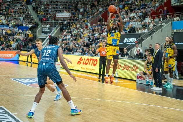 Traveon Buchanan MHP RIESEN Ludwigsburg, 02 , GER, MHP RIESEN Ludwigsburg vs MLP Academics Heidelberg, easycredit BBL, Basketball, Bundesliga, Matchday 14, Season 2025 2026, 03 01 2026, GER, MHP RIESEN Ludwigsburg vs MLP Academics Heidelberg, easycredit BBL, Basketball, Bundesliga, Matchday 14, Season 2025 2026, 03 01 2026 Ludwigsburg Copyright: xEibner-Pressefoto SaschaxWaltherx EP_EER