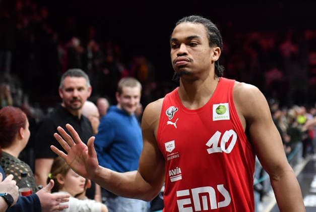 03 01 2026 Basketball Season 2025 2026 2 Bundesliga Pro A 16 Matchday Nuremberg Falcons Basketball Club NBC Rhein Stars Cologne OGo xogox Evan Derek Taylor 10, Nuremberg Falcons BC NBC after the end of the match