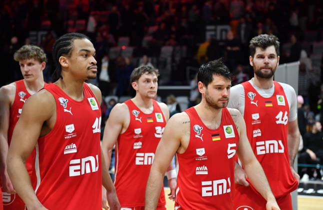 03 01 2026 Basketball Season 2025 2026 2 Bundesliga Pro A 16 Matchday Nuremberg Falcons Basketball Club NBC Rhein Stars Cologne OGo xogox Evan Derek Taylor 10, Nuremberg Falcons BC NBC Tim Köpple Koepple 5, Nuremberg Falcons BC NBC Julius Wolf 16, Nuremberg Falcons BC NBC disappointed Disappointment after the end of the match