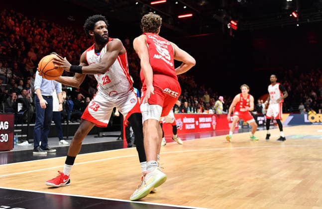 03 01 2026 Basketball Season 2025 2026 2 Bundesliga Pro A 16 Matchday Nuremberg Falcons Basketball Club NBC Rhein Stars Cologne OGo xogox Michael Jordan Miller 23, Rhein Stars Cologne Brandton Dean Chatfield 33, Nuremberg Falcons BC NBC