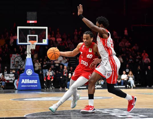 03 01 2026 Basketball Season 2025 2026 2 Bundesliga Pro A 16 Matchday Nuremberg Falcons Basketball Club NBC Rhein Stars Cologne OGo xogox Evan Derek Taylor 10, Nuremberg Falcons BC NBC Michael Jordan Miller 23, Rhein Stars Cologne