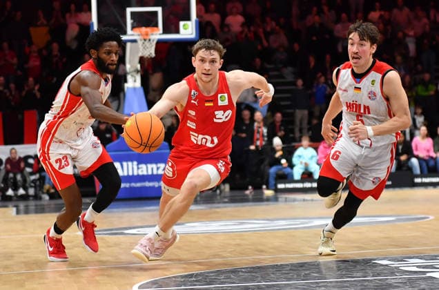 03 01 2026 Basketball Season 2025 2026 2 Bundesliga Pro A 16 Matchday Nuremberg Falcons Basketball Club NBC Rhein Stars Cologne OGo xogox Michael Jordan Miller 23, Rhein Stars Cologne Vincent John Friederici 30, Nuremberg Falcons BC NBC Jasper Günther 6, Rhein Stars Cologne