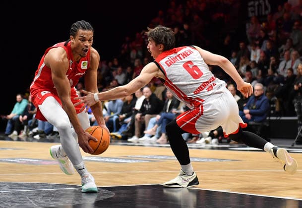 03 01 2026 Basketball Season 2025 2026 2 Bundesliga Pro A 16 Matchday Nuremberg Falcons Basketball Club NBC Rhein Stars Cologne OGo xogox Evan Derek Taylor 10, Nuremberg Falcons BC NBC Jasper Günther 6, Rhein Stars Cologne