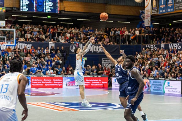 GER, easy Credit Basketball Bundesliga, Syntainics MBC Science City Jena 03 01 2026, Stadthalle, Weißenfels, GER, easy Credit Basketball Bundesliga, Syntainics MBC Science City Jena Tavian Dunn Martin Science City Jena, 0 Â Photo Alexander Trienitz Weißenfels Stadthalle Sachsen Anhalt Germany