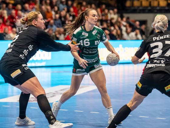 Mariel Beugels Frisch Auf Women, 16 on the ball, BSV Sachsen Zwickau vs Frisch Auf Goeppingen, Handball, 1 Bundesliga, Season 2025 2026, 03 01 2026 BSV Sachsen Zwickau vs Frisch Auf Goeppingen, Handball, 1 Bundesliga, Season 2025 2026, 03 01 2026 Zwickau Copyright: xMichaelxSchmidt Eibner-Pressefotx EP_MST