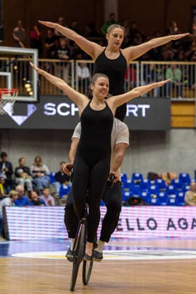 Half-time show Artistic cyclists of SV Tuengental, Artistic cycling department GER, HAKRO Merlins Crailsheim vs Tigers Tuebingen, Basketball, BARMER 2 Bundesliga Bundesliga, Pro A, Season 2025 2026, 16 Matchday, 03 01 2026 GER, HAKRO Merlins Crailsheim vs Tigers Tuebingen, Basketball, BARMER 2 Bundesliga Bundesliga, Pro A, Season 2025 2026, 16 Matchday, 03 01 2026 Ilshofen Copyright: xEibner-Pressefoto ArdanxFuessmanx EP_AFN