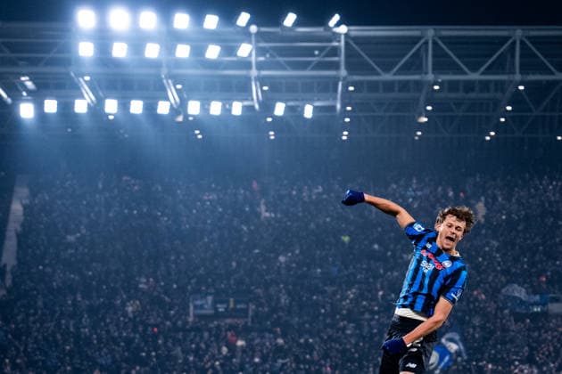 BERGAMO, ITALY - JANUARY 3: Giorgio Scalvini of Atalanta BC celebrates after scoring his team s first goal during the Serie A match between Atalanta BC and AS Roma at the New Balance Arena on January 3, 2026 in Bergamo, Italy. (Photo by Rene Nijhuis) SPO  Copyright: xRenexNijhuis