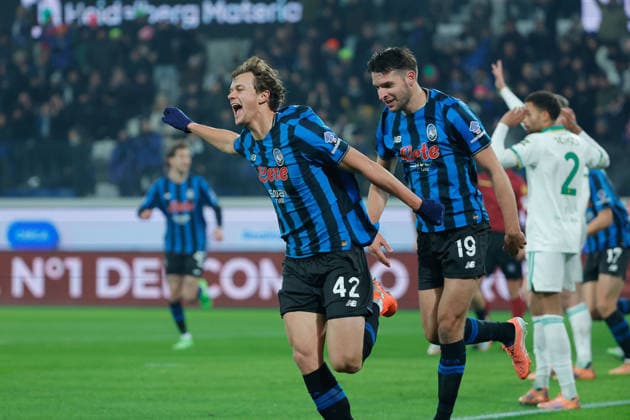 Foto IPP Emanuele Pennacchio Bergamo 03 01 2026 Campionato Calcio Serie A 2025-2026 Atalanta BC - AS Roma Nella foto Giorgio Scalvini of Atalanta BC celebrates after scoring goal for 1-0 italyphotopress world copyright Bergamo italy Italia ITALY  Copyright: xR4924_italyphotopressx