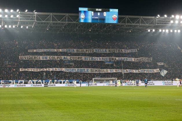 CALCIO - Serie A - Atalanta BC vs AS Roma Atalanta BC s fans show a banner fpr Giampiero Gasperini head coach of AS Roma during the match of 18th day of the Serie A Championship between Atalanta BC - AS Roma at the New Balance Arena on 3 January 2026 in Bergamo, BG. Bergamo Italy  Copyright: xIPAxSport ABACAx