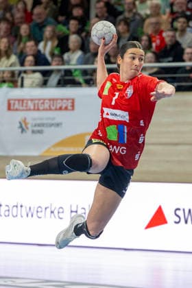 Handball Bundesliga Women, Season 2025 2026 SV Union Halle Neustadt vs Buxtehuder SV Halle, Germany 03 January 2026 In the picture Lynn Molenaar Halle Halle Saale SWH Arena Sachsen Anhalt Germany