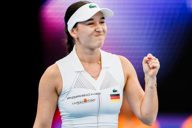 TENNIS UNITED CUP SYDNEY, Eva Lys of Team Germany celebrates winning a game in her Group F singles match against Suzan Lamens of Team Netherlandsduring day three of the 2026 United Cup at Ken Rosewall Arena in Sydney, Sunday, January 4, 2026. ( NO ARCHIVING, EDITORIAL USE ONLY SYDNEY NEW SOUTH WALES AUSTRALIA  Copyright: xMARKxEVANSx 20260104169754677079