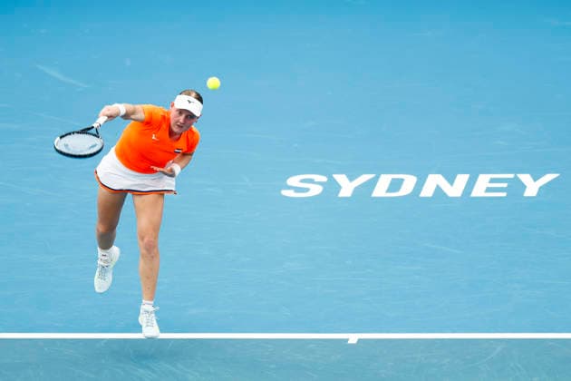 TENNIS UNITED CUP SYDNEY, Suzan Lamens of Team Netherlands serves in her Group F singles match against Eva Lys of Team Germany during day three of the 2026 United Cup at Ken Rosewall Arena in Sydney, Sunday, January 4, 2026. ( NO ARCHIVING, EDITORIAL USE ONLY SYDNEY NEW SOUTH WALES AUSTRALIA  Copyright: xMARKxEVANSx 20260104177012929048