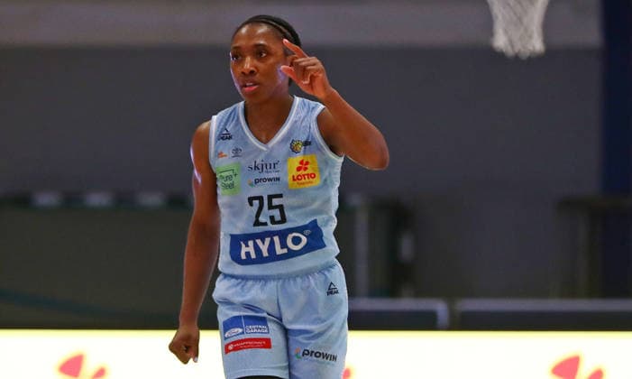 DBBL Cup quarter-finals, 03 01 2026, Sporthalle West in Dillingen Saarland , Saarlouis Royals vs Herne TC 67 54 emspor v l n r Martha Ann Burse Saarlouis celebrates a basket during the game MT