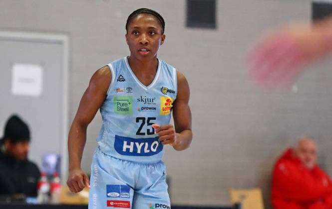 DBBL Cup quarter-finals, 03 01 2026, Sporthalle West in Dillingen Saarland , Saarlouis Royals vs Herne TC 67 54 emspor v l n r Martha Ann Burse Saarlouis celebrates a basket during the game MT