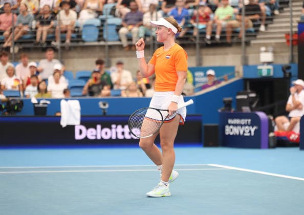 January 4, 2026, Sydney, New South Wales, Australia: SUZAN LAMENS of Netherlands during the match against E. Lys of Germany in the single match group F during the United Cup at Ken Rosewall Arena, Sydney, Australia. Sydney Australia - ZUMAc278 20260104_zsp_c278_001 Copyright: xMarcinxCholewinskix
