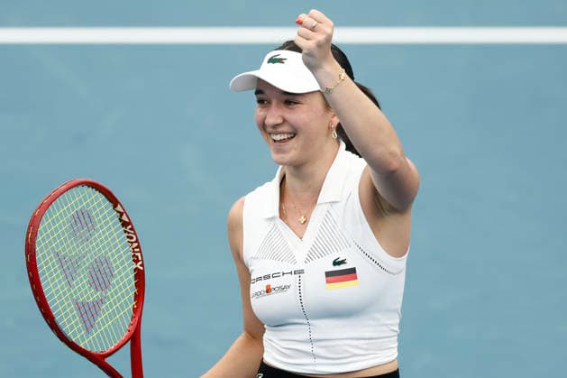 TENNIS UNITED CUP SYDNEY, Eva Lys of Team Germany celebrates a point in her Group F singles match against Suzan Lamens of Team Netherlands during day three of the 2026 United Cup at Ken Rosewall Arena in Sydney, Sunday, January 4, 2026. ( NO ARCHIVING, EDITORIAL USE ONLY SYDNEY NEW SOUTH WALES AUSTRALIA  Copyright: xMARKxEVANSx 20260104173992852282